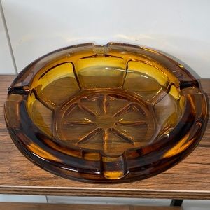 Vintage Amber Glass Ashtray